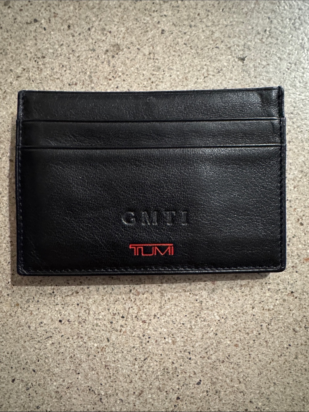 Tumi Black Leather Card Holder with money clip